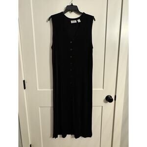 Chico’s Travelers Black Sleeveless Button Closure Dress Sz 2 Sz L Travel Comfort